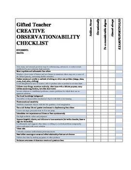 Identification Checklist For Gifted And Talented Students