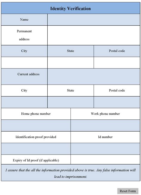 Identity Verification Form Editable Pdf Forms