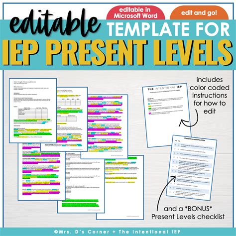 Iep Present Level Template Plaafp Special Education Paperwork Time