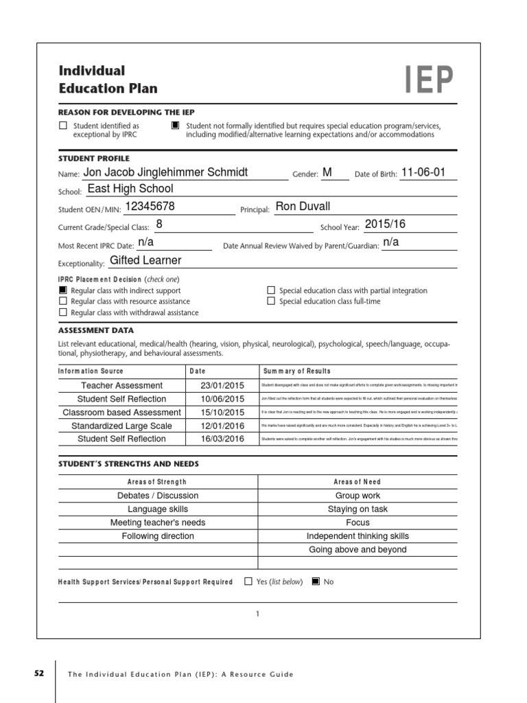 Iep Template New Concept