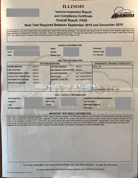 Illinois Vehicle Emissions Test Form