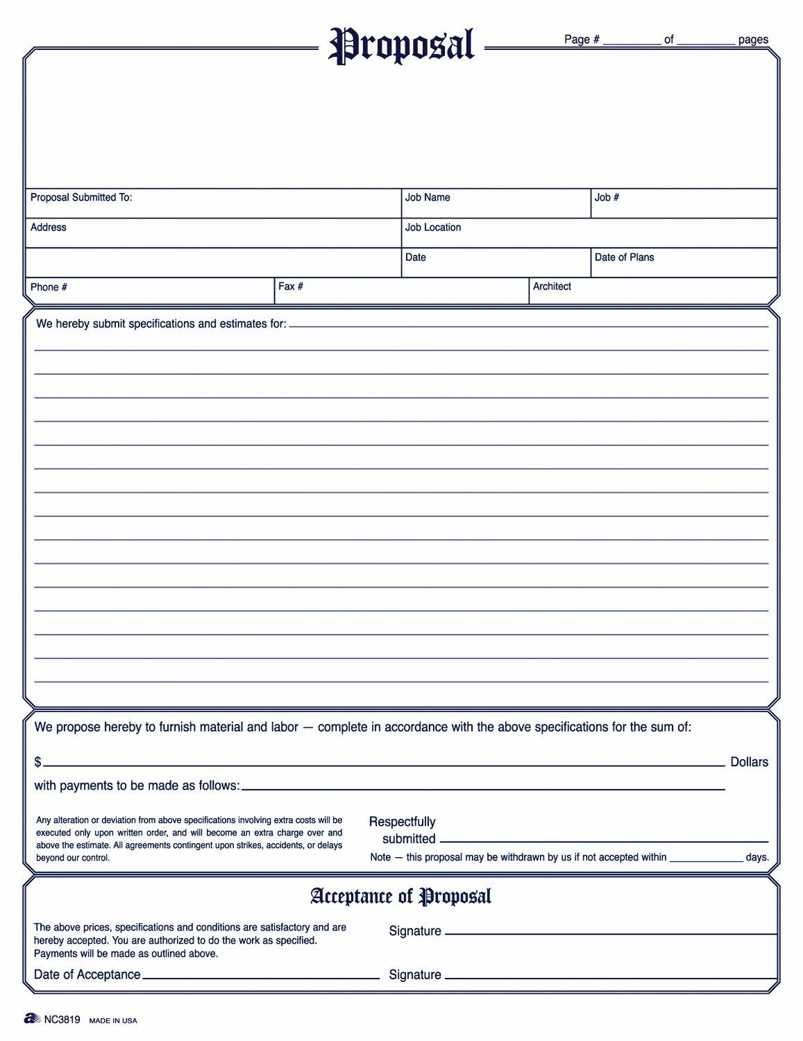 Image Result For General Contractor Forms Templates Job Proprosals