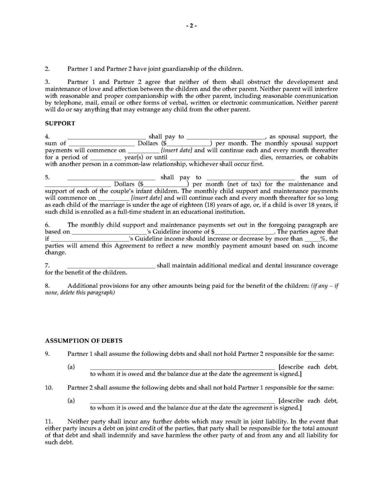 Image Result For Sample Separation Agreement Template Separation