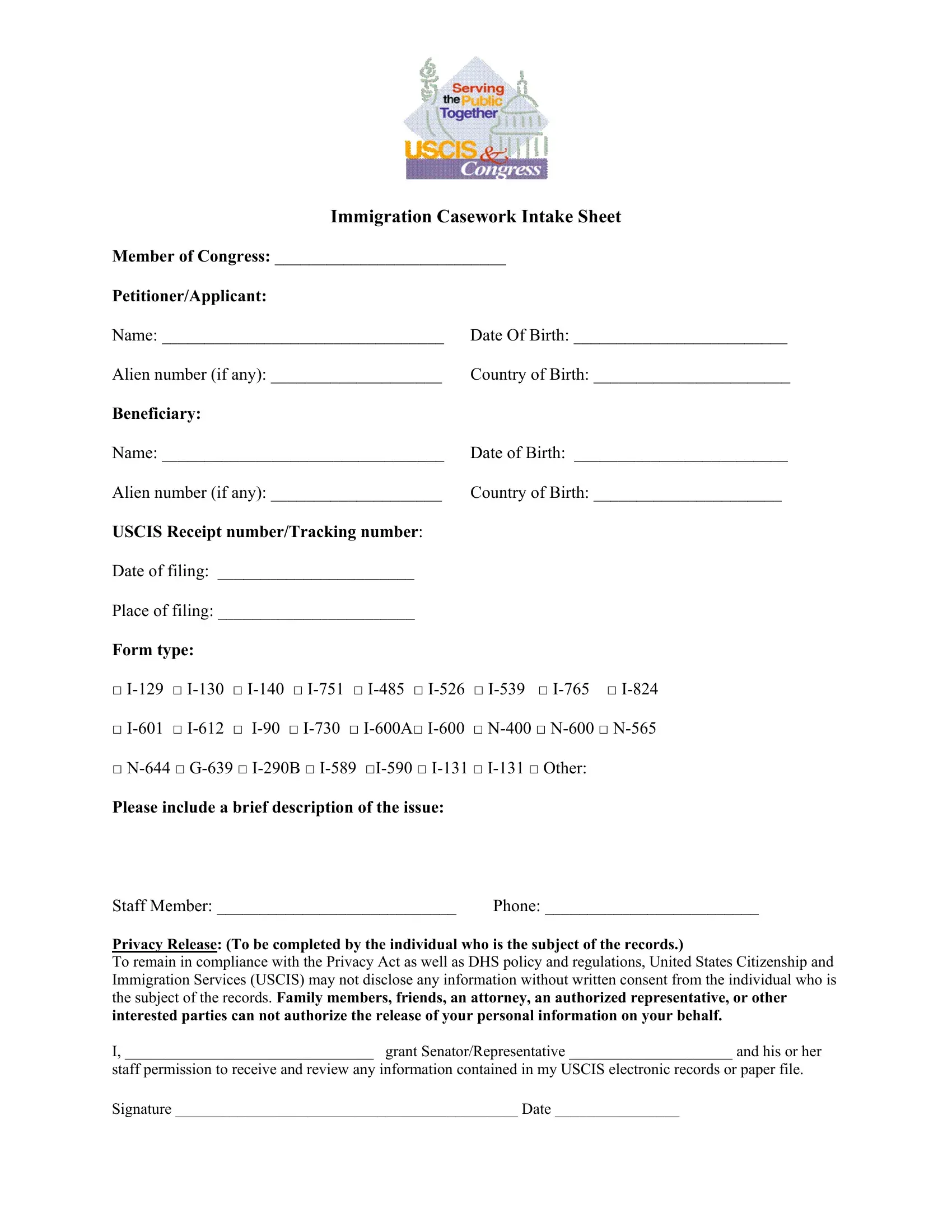 Immigration Casework Form Fill Out Printable Pdf Forms Online