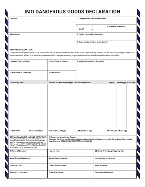 Imo Dangerous Goods Declaration Forms Docs 2023