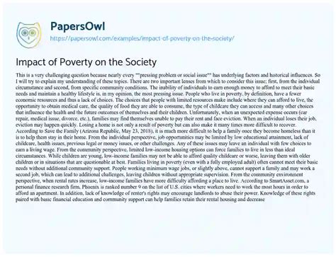 Impact Of Poverty On The Society Free Essay Example Papersowl Com