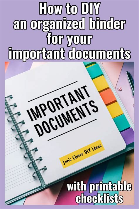 Important Documents Binder Checklist Printables And Paperwork Organizing Tips Artofit