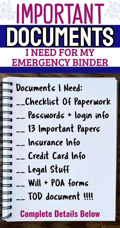 Important Documents Binder Checklist Printables And Paperwork Organizing Tips In 2023