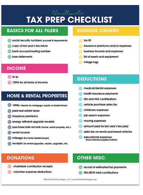 Income Tax Prep Checklist Free Printable Checklist