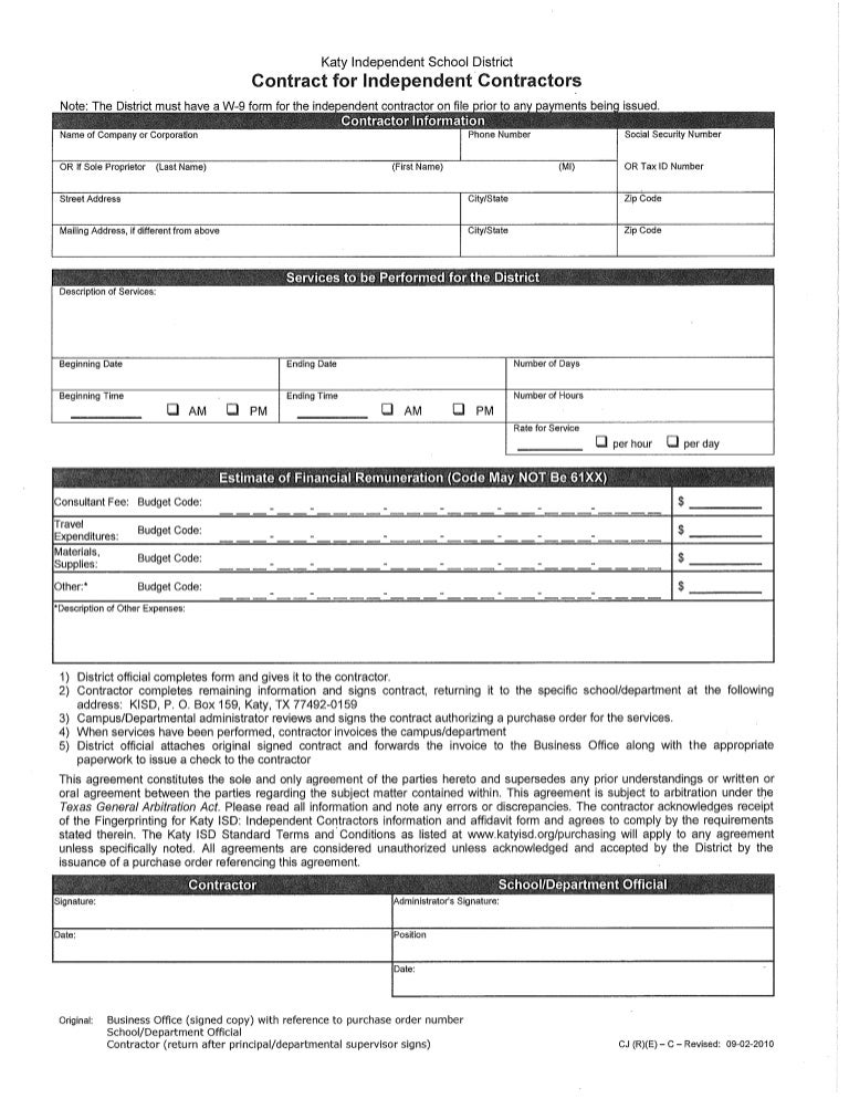 Indepen Contractor Paperwork Pdf