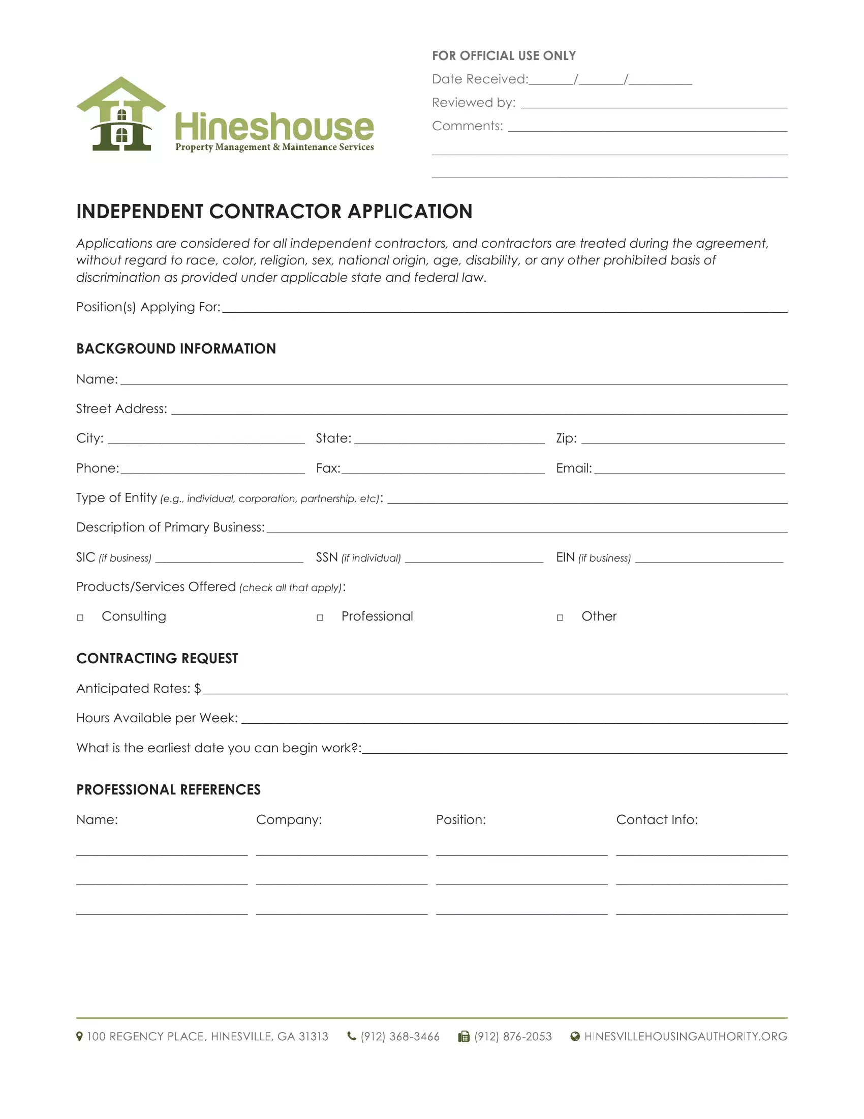 Independent Contractor Application Fill And Sign Printable Template