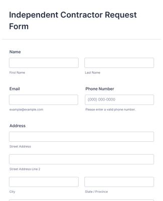 Independent Contractor Request Form Template Jotform