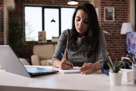 Indian Business Woman Taking Paperwork Notes Stock Photo Image Of