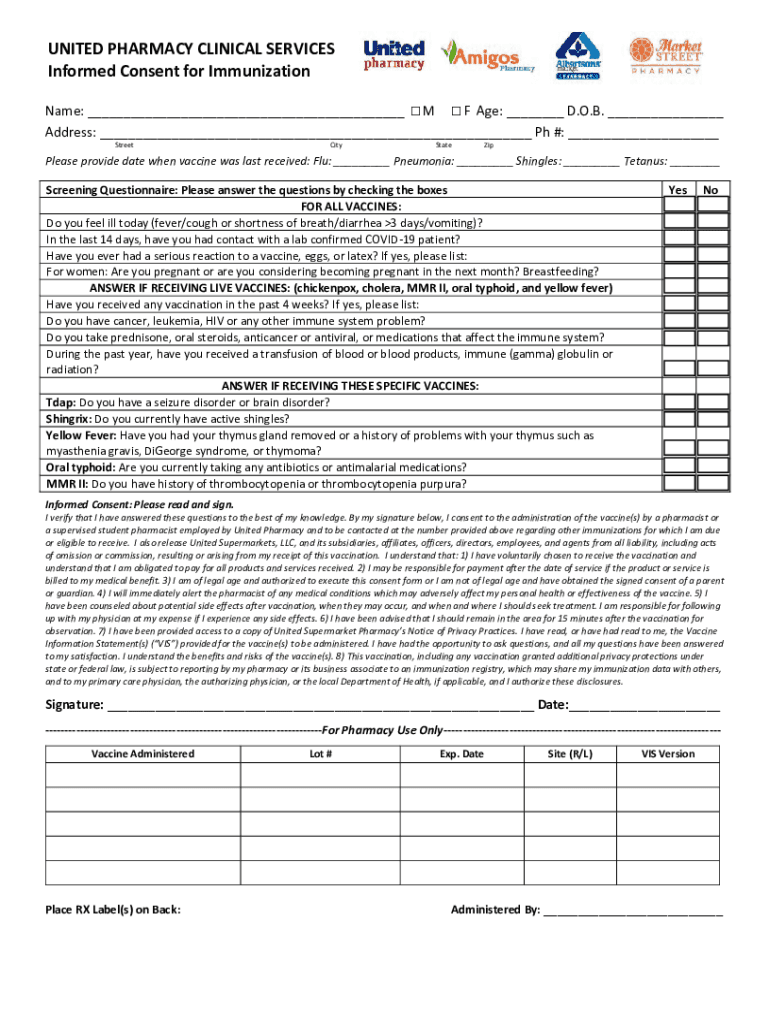 Informed Consent For Immunization With Inactivated Vaccine Fill Out