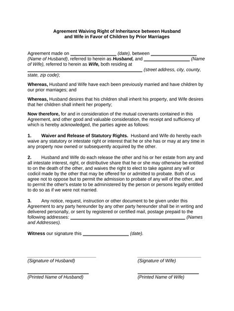 Inheritance Agreement Template Doc Template Pdffiller