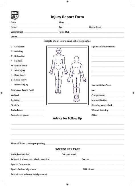 Injury Report Form Template Atlanticcityaquarium Com