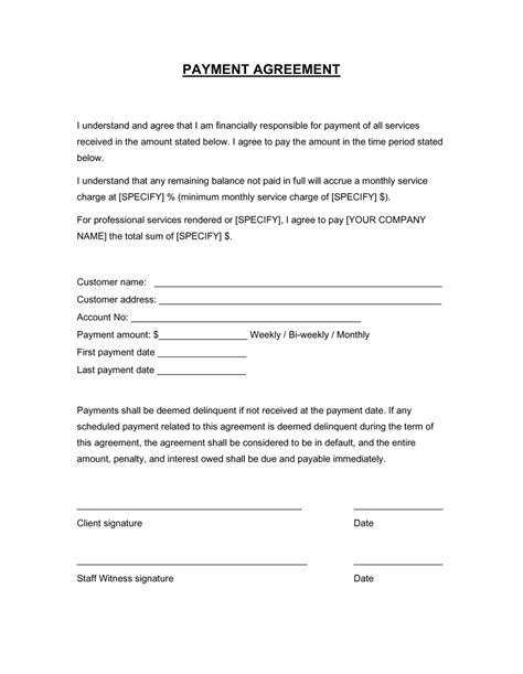 Installment Payment Agreement Template Free Sfiveband Com