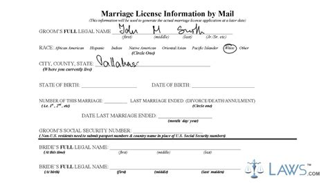 Instruction To Fill Florida Marriage License Information By Mail Form