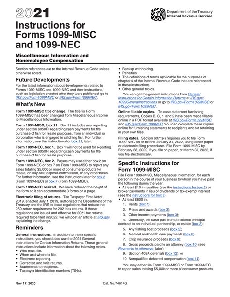 Instructions For Forms 1099 Misc And 1099 Nec 2020 Internal Revenue