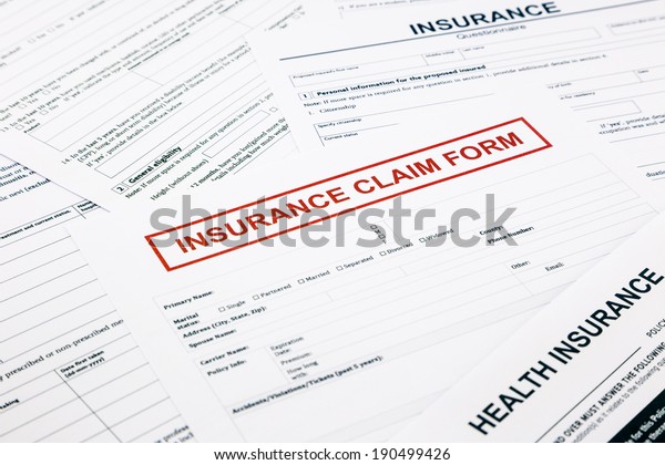 Insurance Claim Form Paperwork Legal Document Stock Photo 190499426