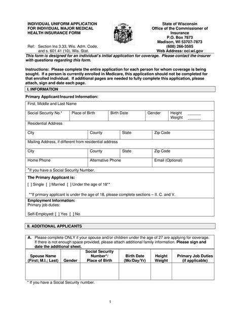 Insurance Form Template