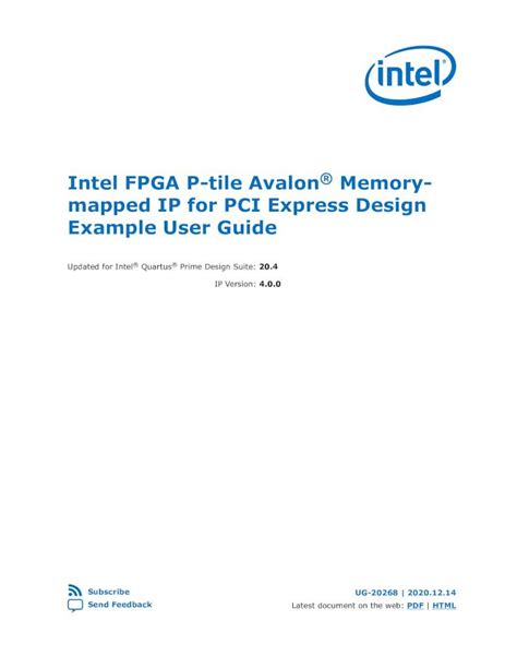 Intel Fpga P Tile Avalon Streaming Ip For Pci Express Design Example User Guide