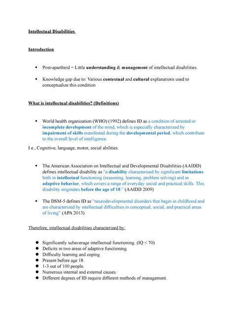 Intellectual Disabilities Knowledge Gap Due To Various Contextual