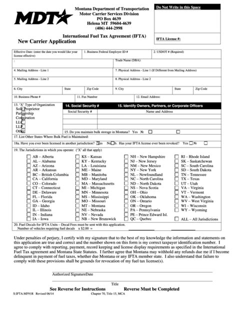 International Fuel Tax Agreement Ifta New Carrier Application 2014