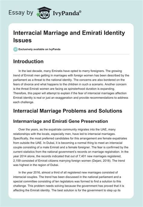 Interracial Marriage And Emirati Identity Issues 1715 Words Essay