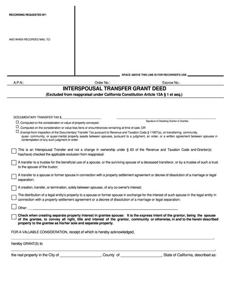 Interspousal Grant Deed California Fill Online Printable Fillable