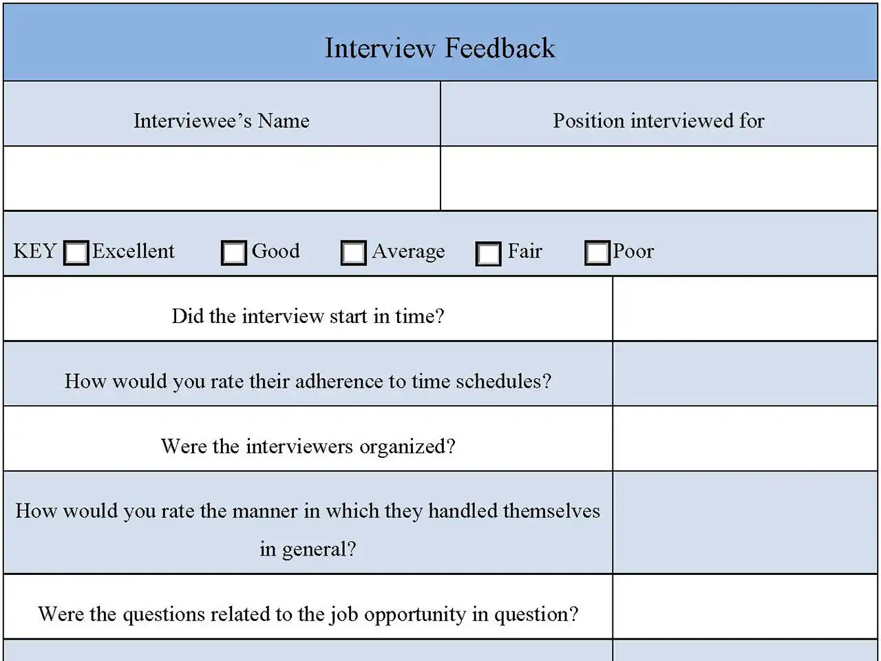 Interview Feedback Form Editable Pdf Forms