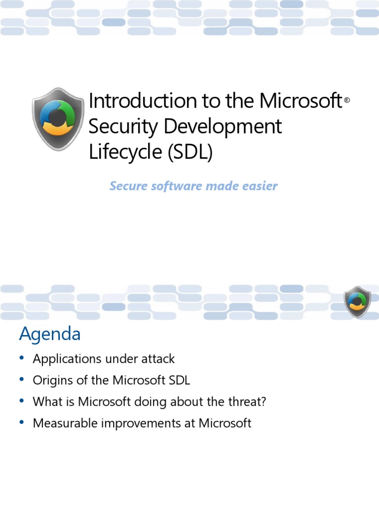 Introduction To The Microsoft Security Development Lifecycle Sdl Ppsx