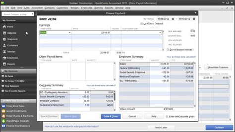 Intuit Quickbooks Payroll Create A Paycheck For S Corp With Tax