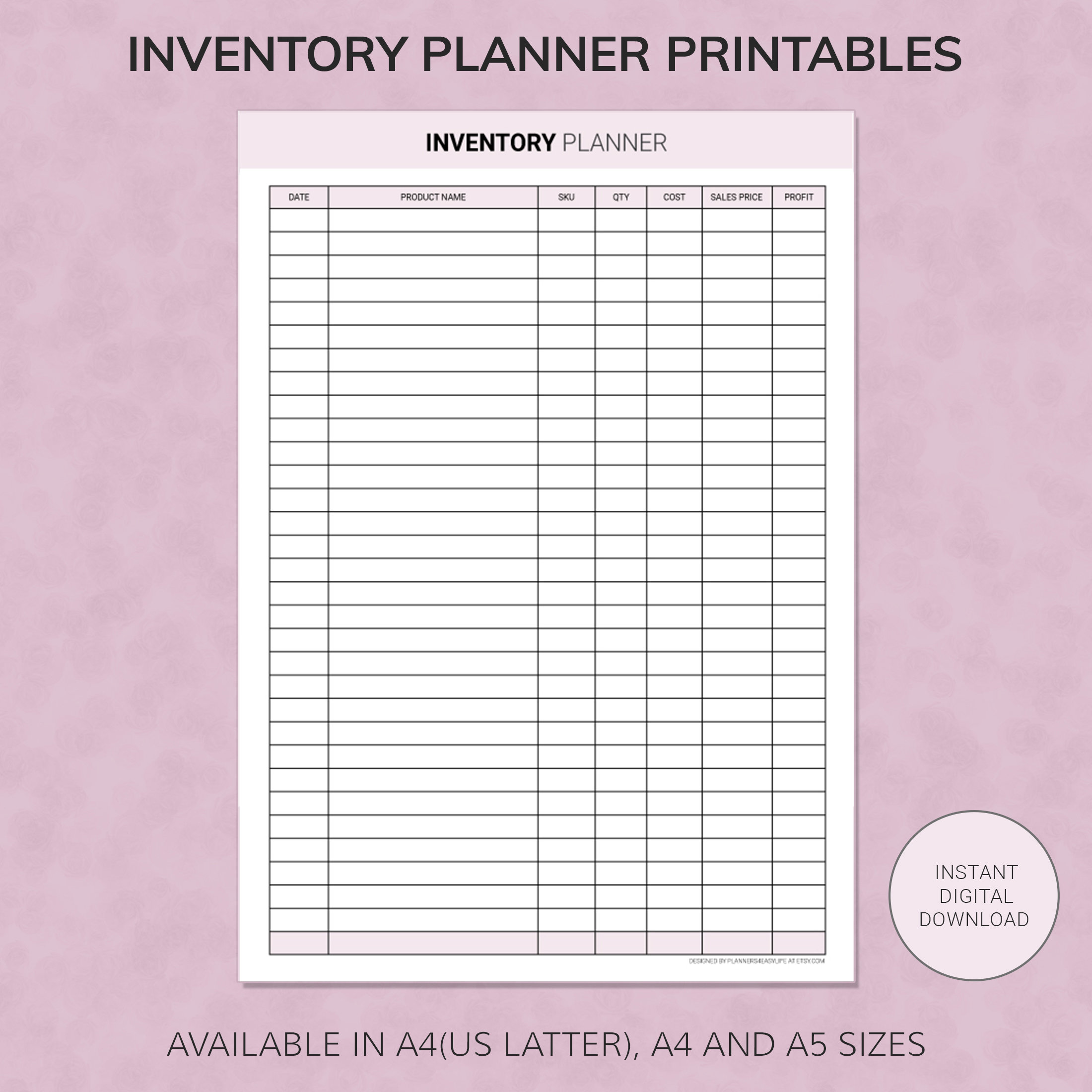 Inventory Planner Printable To Keep Track Of Your Products Etsy