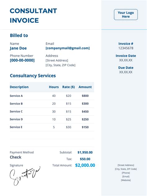 Invoice Signature Template