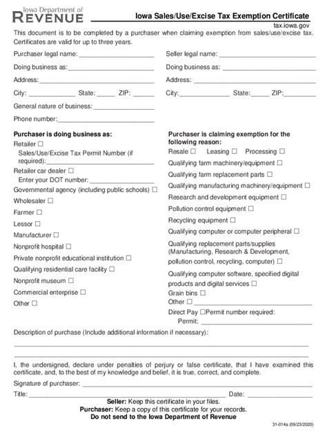 Iowa Sales Tax Exemption Form 2024 Fill Out Sign Online Dochub