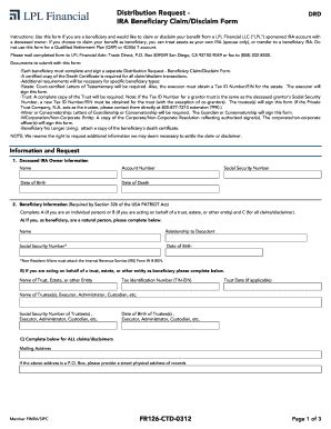 Ira Beneficiary Claim Disclaim Form Lpl Financial Fill And Sign