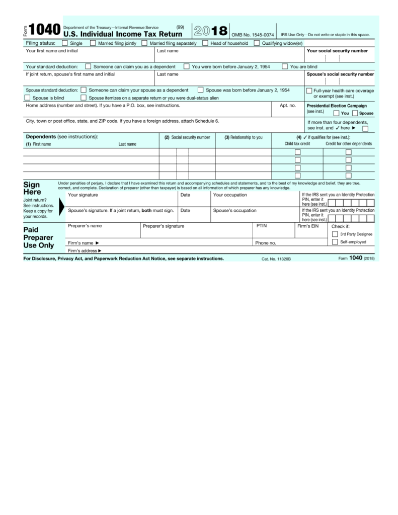 Irs 1040 2024 Form Printable Blank Pdf Online