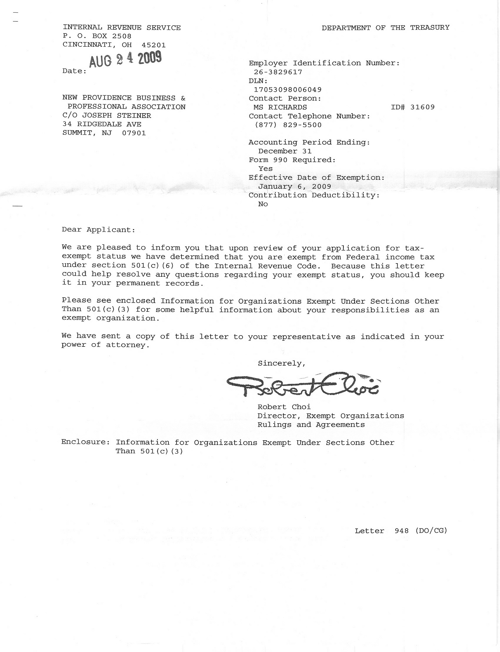 Irs Determination Letter Sample