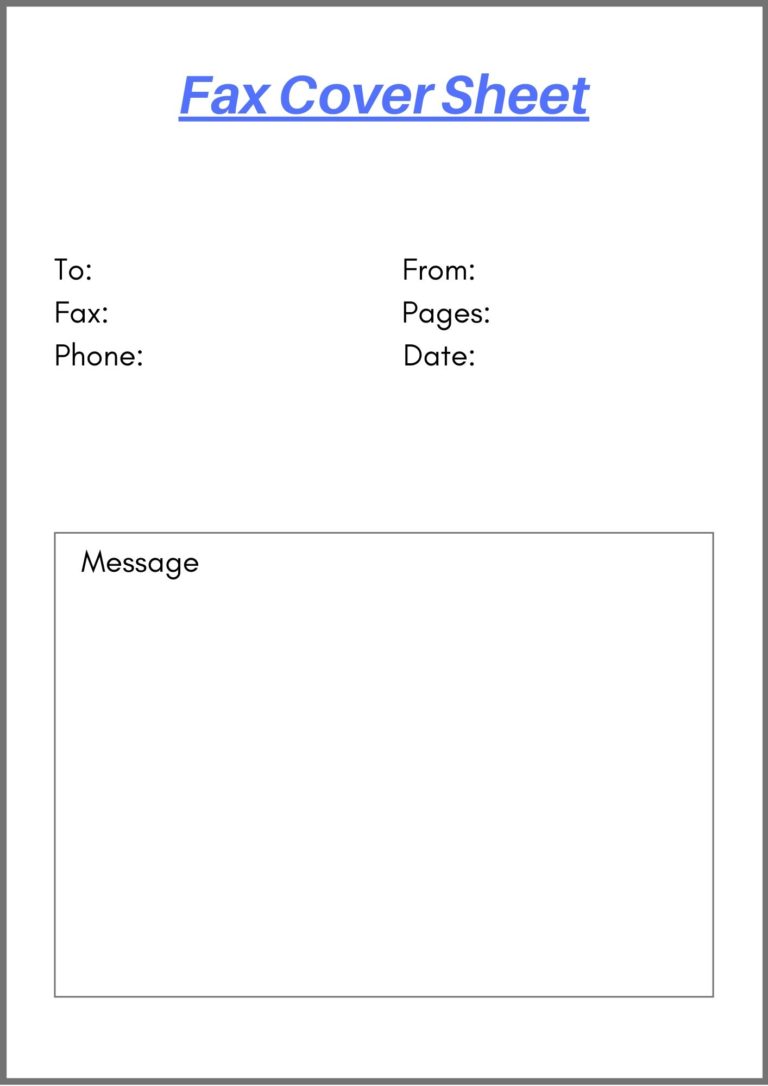 Irs Fax Cover Sheet Free Printable Template