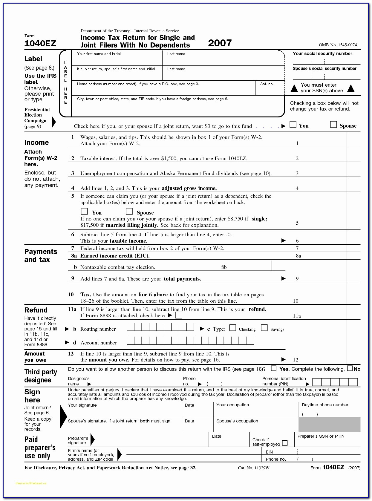 Irs Form 1040 Printable