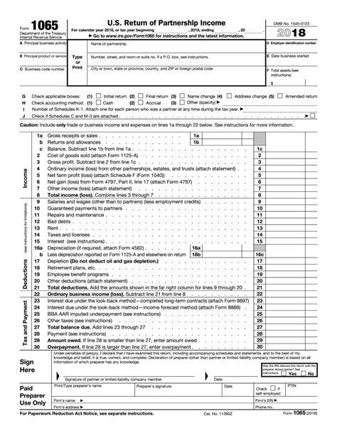 Irs Form 1065 2018 Fill Out Sign Online And Download Fillable Pdf