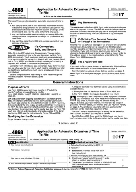 Irs Form 4868 Printable