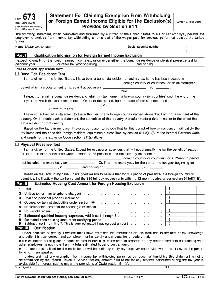 Irs Form 673 Fill Out Sign Online And Download Fillable Pdf