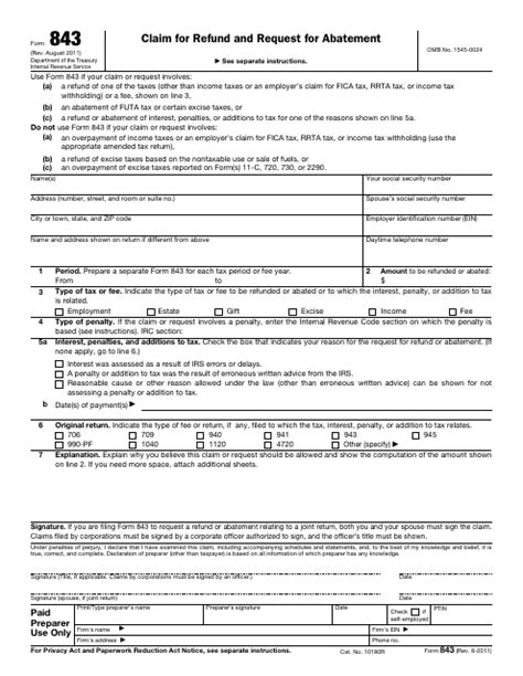 Irs Form 843 Fill Out Sign Online And Download Fillable Pdf Templateroller