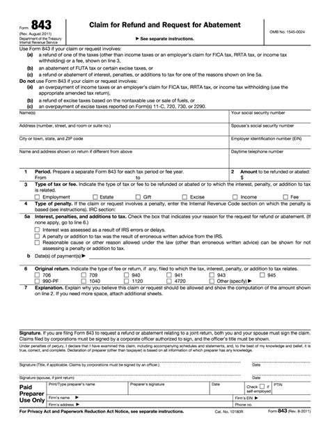 Irs Form 843 Fill Out Sign Online And Download Fillable Pdf