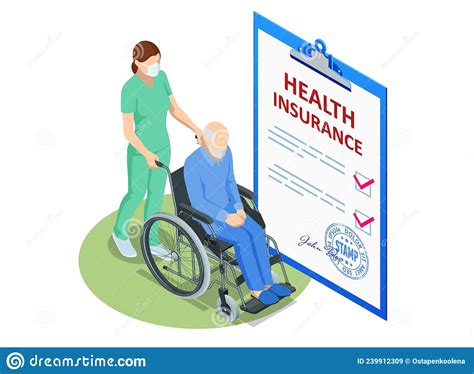 Isometric Health Insurance Concept Healthcare Finance And Medical