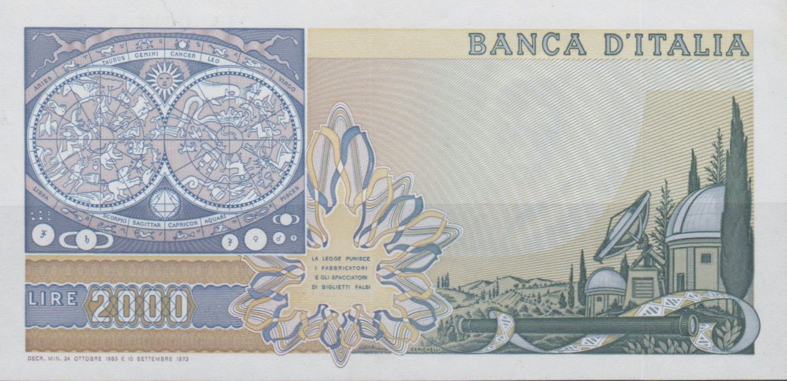 Italy 2000 Lire Banknote 1983 Old Circulated Itl Paper Money Bank Bills