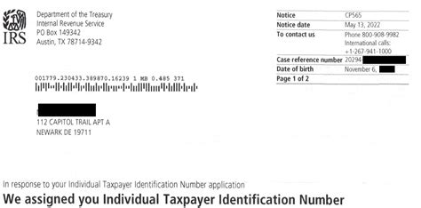 Itin Number Letter Sample