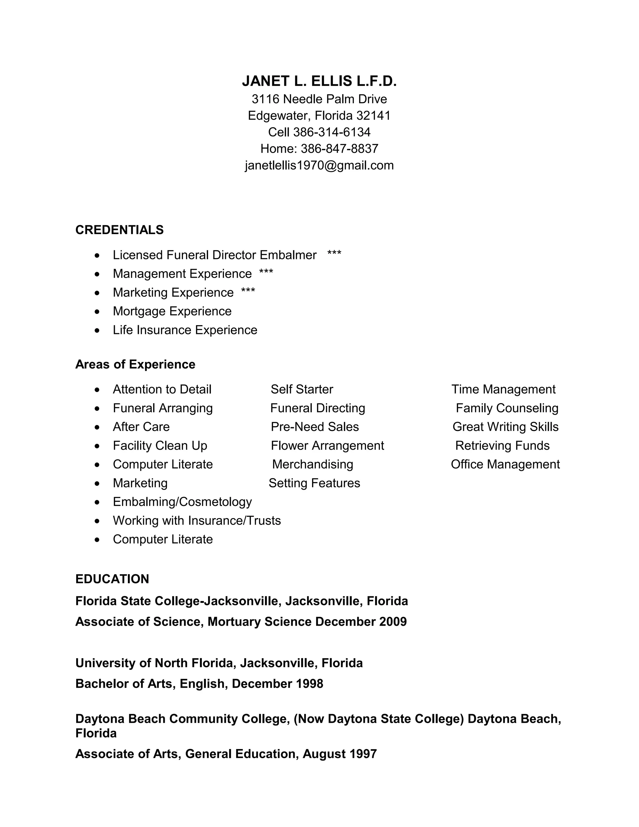 Janet L Ellis Resume 2016 2 Pdf